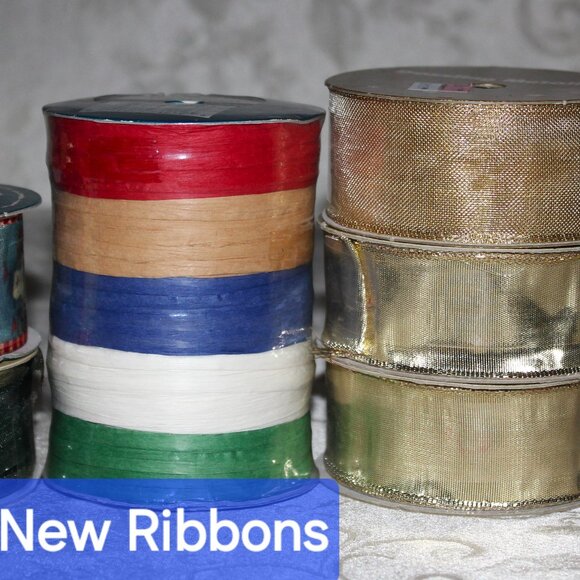 Lot of Vintage Christmas & Everyday Ribbons | Gold Ribbon | Glitter Ribbon - Picture 3 of 6